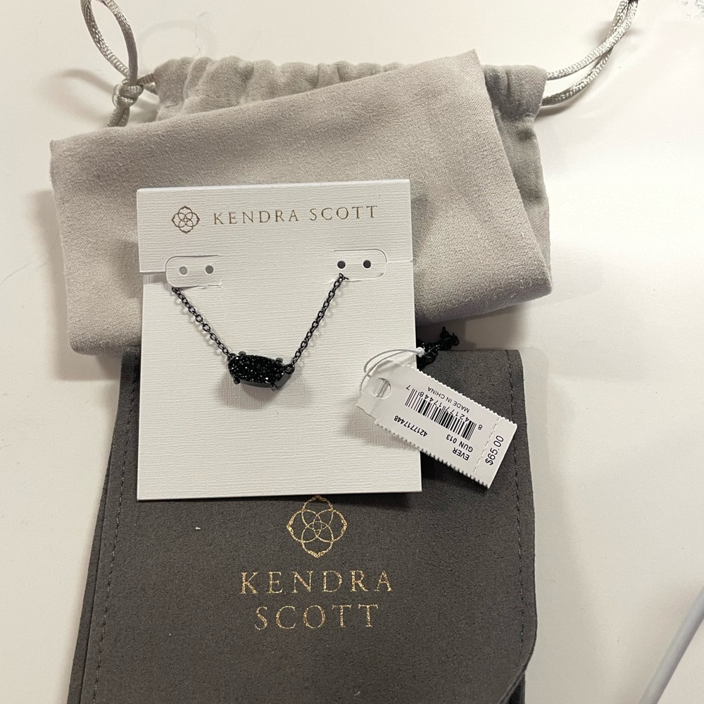 Kendra Scott black druzy necklace with black chain